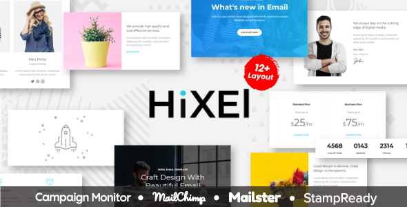 Hixel - Responsive Email Template for Agency 70+ Modules - StampReady Builder + Mailster & Mailchimp