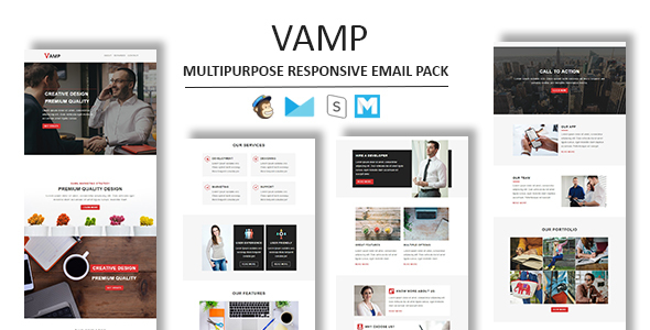 Vamp - Multipurpose Responsive Email Template With Stamp Ready Builder Access