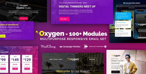 Oxygen - Responsive Email Set for Agencies, Startups & Creative Teams with Online Builder