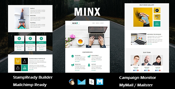 MinX - Multipurpose Responsive Email Template With Online Stampready Builder Access