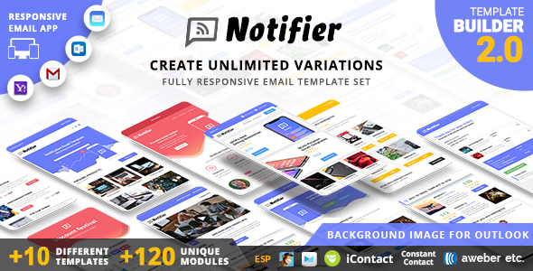 Notifier | Responsive Email Template Set + Builder Online
