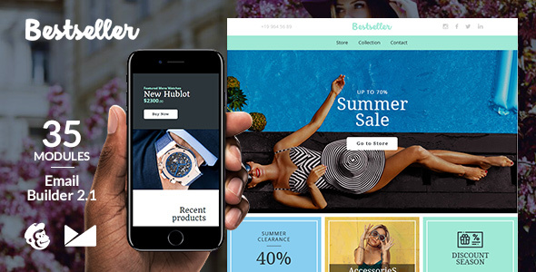 Bestseller Responsive Email Template + Online Emailbuilder 2.1