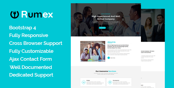Rumex - Corporate and Business One Page HTML5 Template