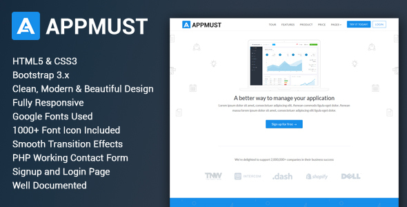 Appmust - Responsive App Landing Page Template