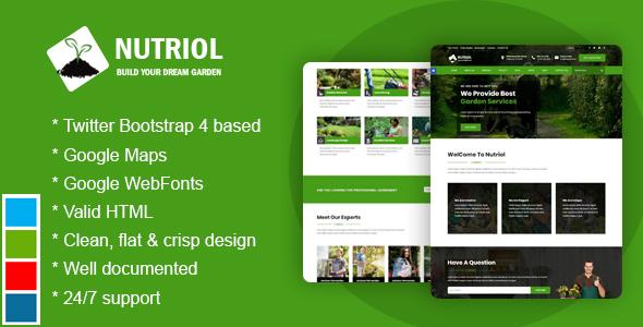 Nutriol - Garden  and Landscaping Bootstrap4 HTML5 Responsive Template