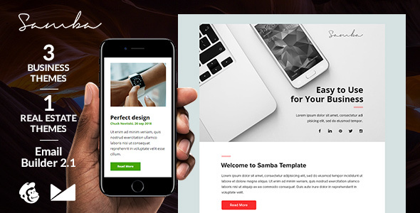 Samba - 3 Business & 1 RealEstate Email Templates + Online Emailbuilder 2.1