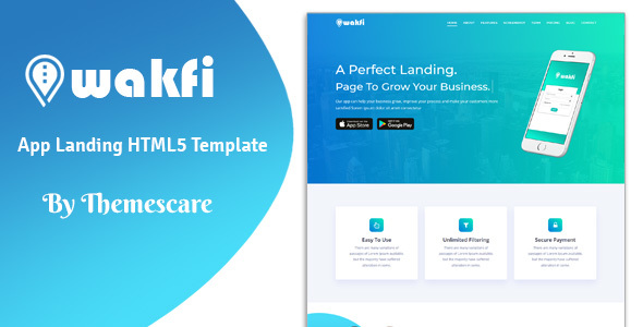 Wakfi - App Landing HTML5 Template