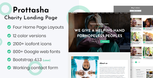 Prottasha - Bootstrap 4 Charity Landing Page