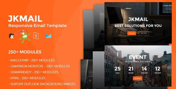 JKmail- Best Responsive Email Template (250+ Modules) + Online Stampready Builder
