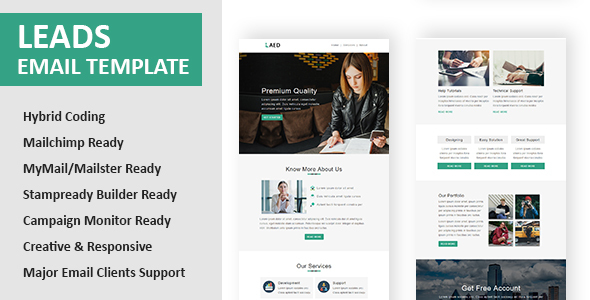Leads - Multipurpose Responsive Email Template with Online StampReady & Mailchimp Editors