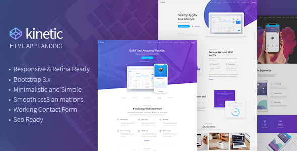 Kinetic - Desktop, Mobile & Product App Landing Pages