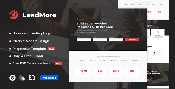 LeadMore - Lead Generation Unbounce Landing Page Template