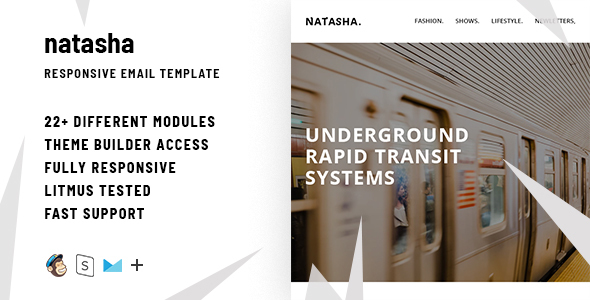 Natasha  – Responsive HTML Email + StampReady, MailChimp & CampaignMonitor compatible files