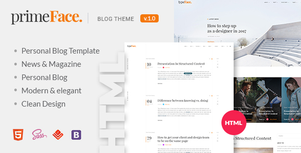 PrimeFace - HTML Responsive Blog and eCommerce Template