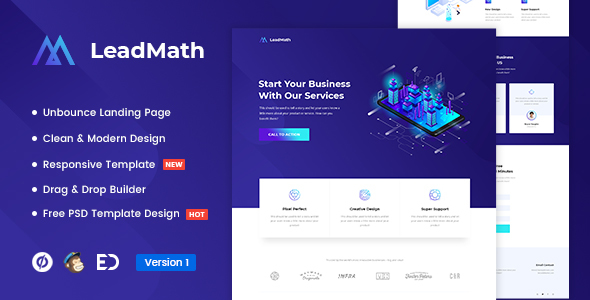 LeadMath - Lead Generation Unbounce Landing Page Template