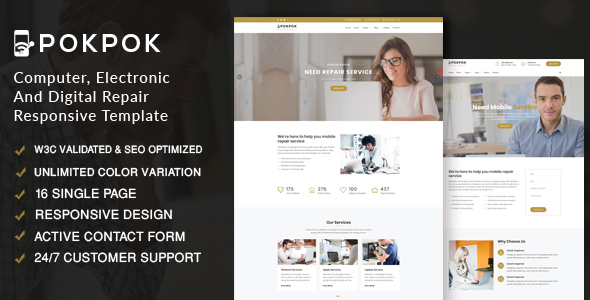 Pokpok - Computer Repair Service Responsive Website