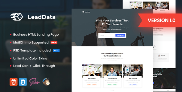 LeadData - Lead Generation HTML Landing Page Template
