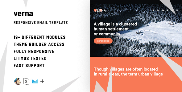 Verna  – Responsive HTML Email + StampReady, MailChimp & CampaignMonitor compatible files