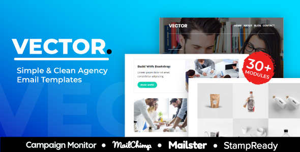 Vector - Agency Responsive Email Template 30+ Modules - StampReady + Mailster & Mailchimp Editor