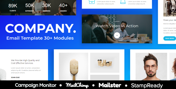 Company - Agency Responsive Email Template 30+ Modules - StampReady + Mailster & Mailchimp Editor