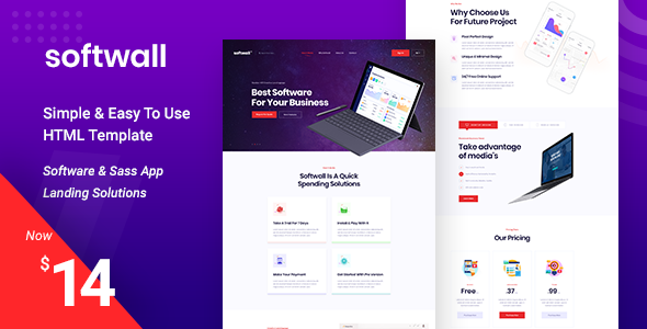 Softwall | Software SaaS Landing Page Template