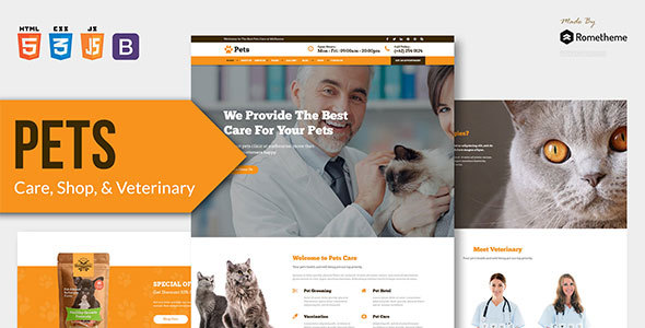 PETS - Pet Care, Shop, and Veterinary HTML Template