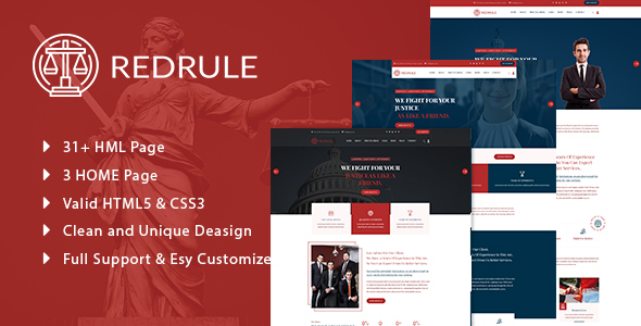 Red Rule – Law Firm and  Law  HTML 5 Template