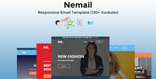 NEMAIL - Best Responsive Email Template with 130+ Modules + Stampready Builder and MailChimp Editor