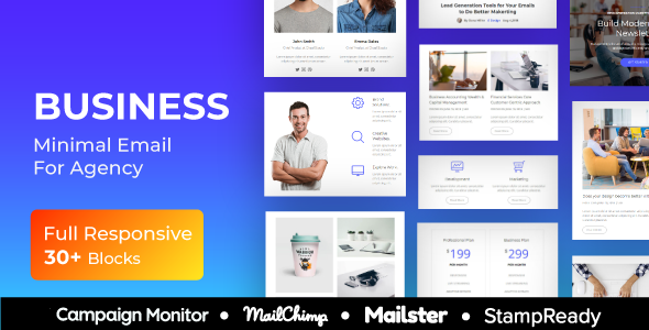 Business - Multipurpose Responsive Email Template + Mailster + StampReady Builder + Mailchimp Editor