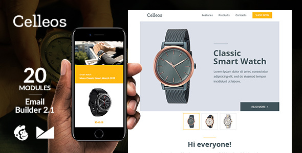 Celleos Responsive Email Template + Online Emailbuilder 2.1