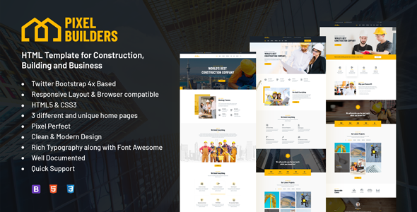 PixelBuilders - Construction HTML Template