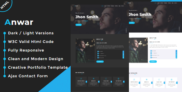 Anwar - One Page Creative Portfolio Template