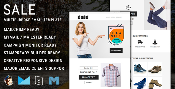 Sale - Multipurpose Responsive Email Template with Mailchimp Editor Access
