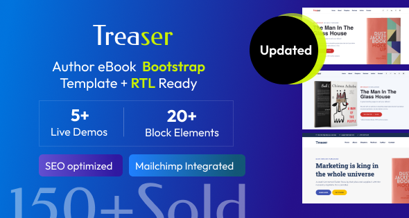 Treaser - Author eBook landing Template + RTL