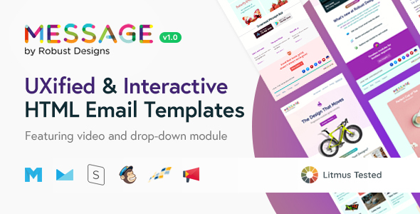Message - Responsive Email Templates for SaaS Startups + Robust Editor