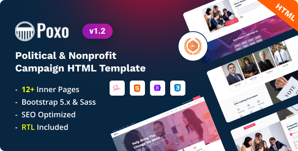 Poxo - Political & Nonprofit Campaign Bootstrap 5 Template