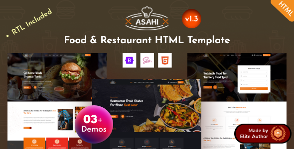 Asahi - Food & Restaurant Bootstrap 5 Template
