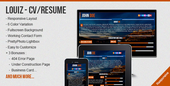 Louiz - CV/Resume Responsive Template + 3 Bonuses