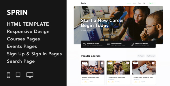 Sprin - Courses and Events HTML5 Responsive Template