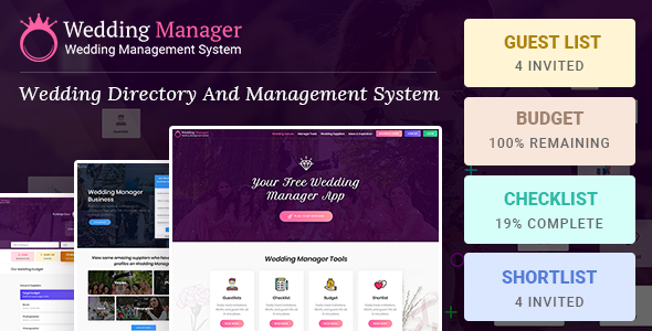 Wedding Manager : Manage Wedding Events and Vendor Listing Event Management WireFrame