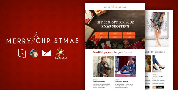 XMAS - E-commerce Responsive Email Template with MailChimp Editor, StampReady & Online Builder