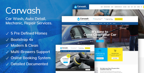 Car Wash - Auto Detail, Mechanic & Repair Services HTML5 Template
