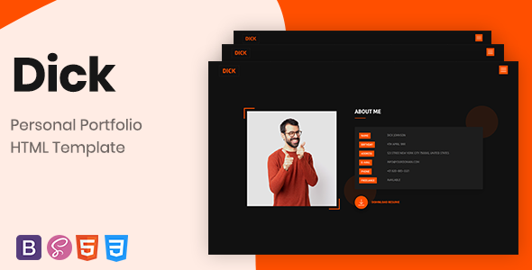 Dick – Bootstrap 4 Personal Portfolio