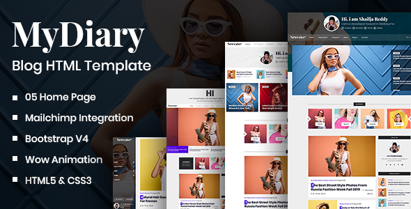 MyDiary - Newspaper Magazine & Personal Blog HTML Template