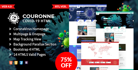 Couronne - Corona virus (Covid-19) HTML Template