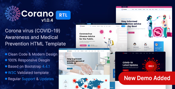 Corano - (COVID-19) Coronavirus Awareness HTML Template