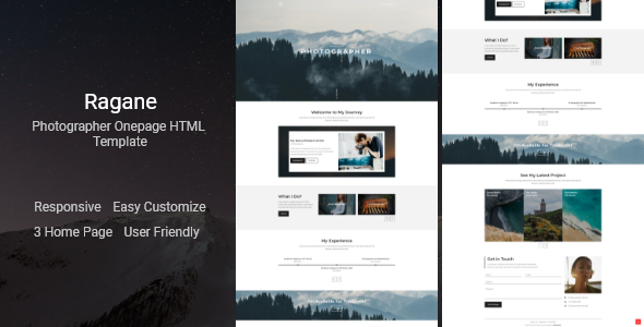 Ragane - Photographer Onepage HTML Template