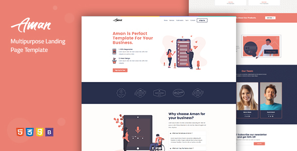Aman — Multipurpose Landing Page Template