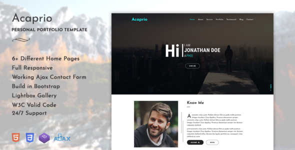 Acaprio - Personal Portfolio Template