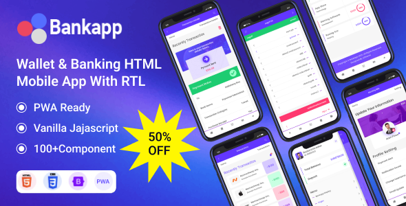 Bankapp - Wallet & Banking HTML Mobile Template With RTL